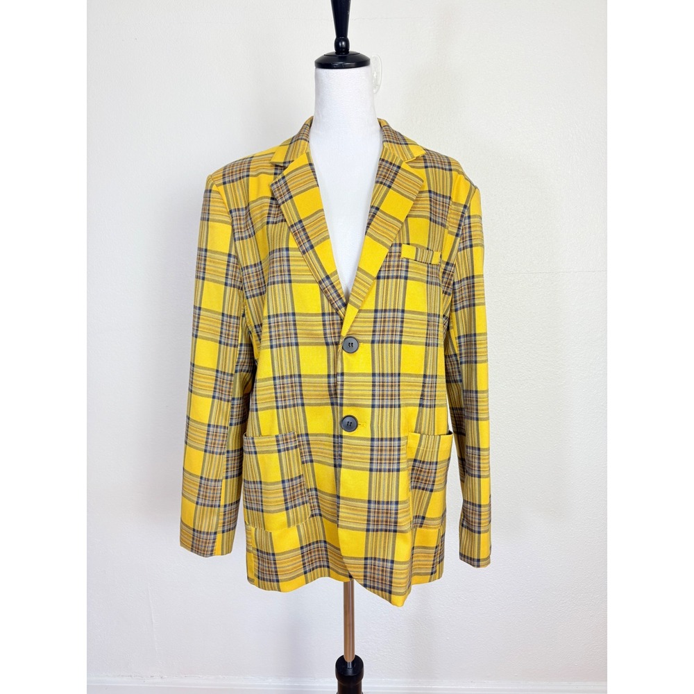 Orderplus Yellow Plaid Blazer Jacket Size XL Clueless Costume Preppy Formal Chic